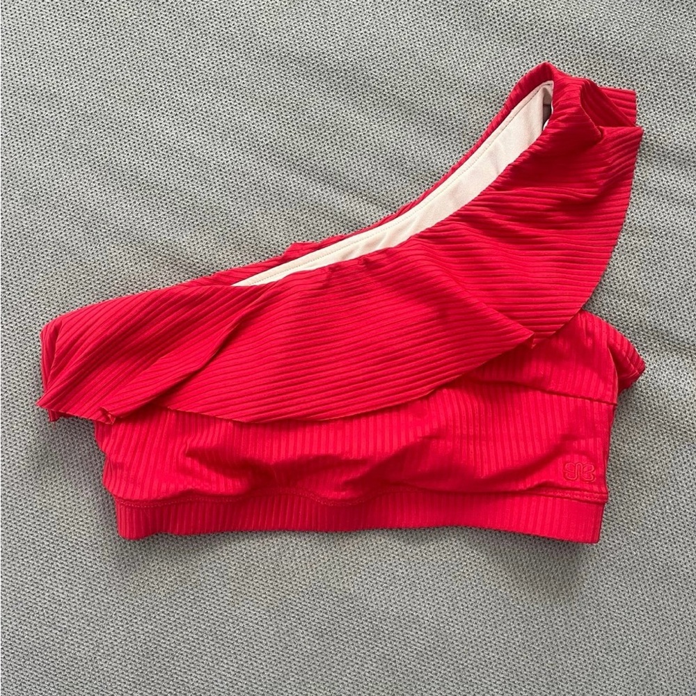 Albion Vibrant Red One-Shoulder Bikini Top Medium